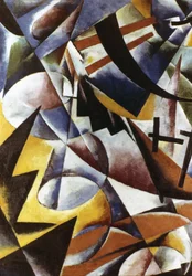 Schilderachtige Constructie (1920) Schilderij door Lyubov Popova (1889 - 1924)